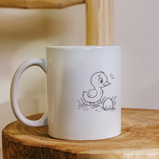 Mug décoré d'un caneton kawaii pour une pause chaleureuse.