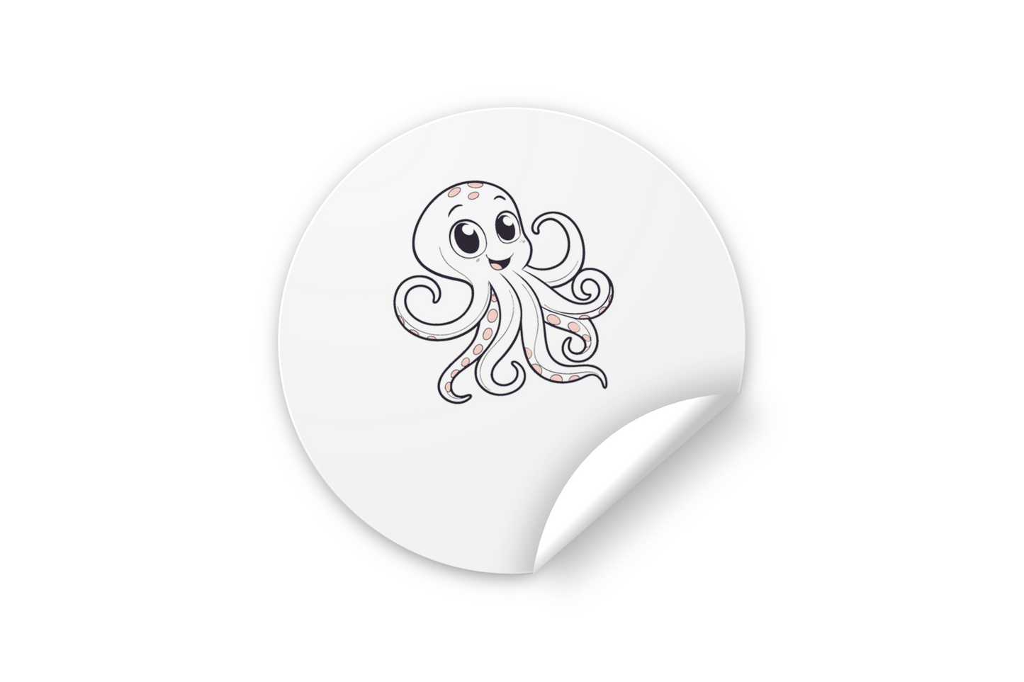 Sticker avec design marin minimaliste représentant un poulpe souriant