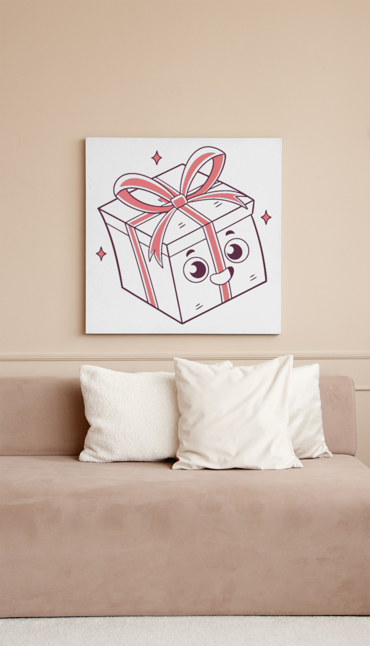 Cadre illustratif de boîte cadeau kawaii