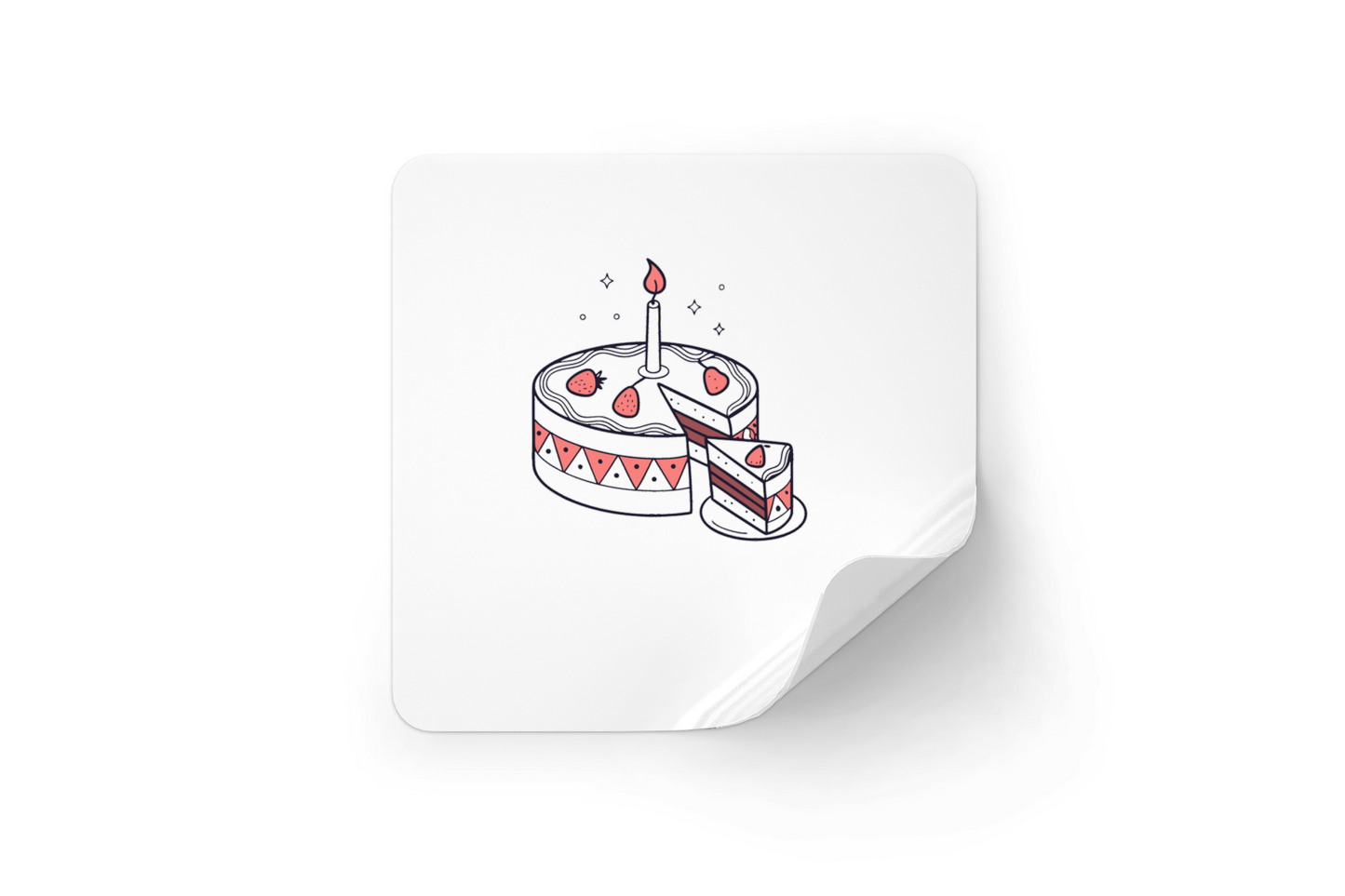 Sticker coloré gâteau d'anniversaire pastel, parfait pour une fête sucrée joyeuse