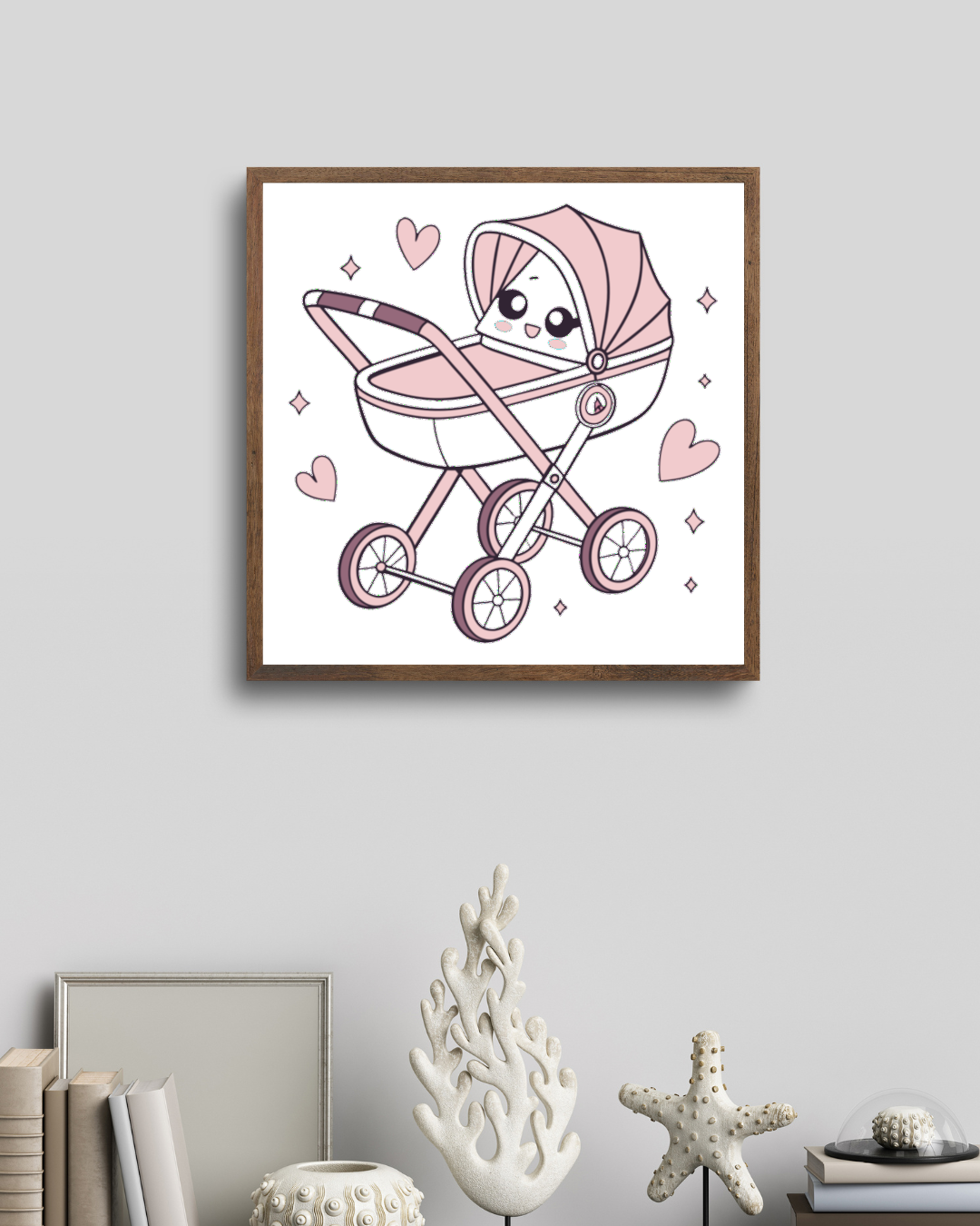 Décoration murale avec poussette kawaii