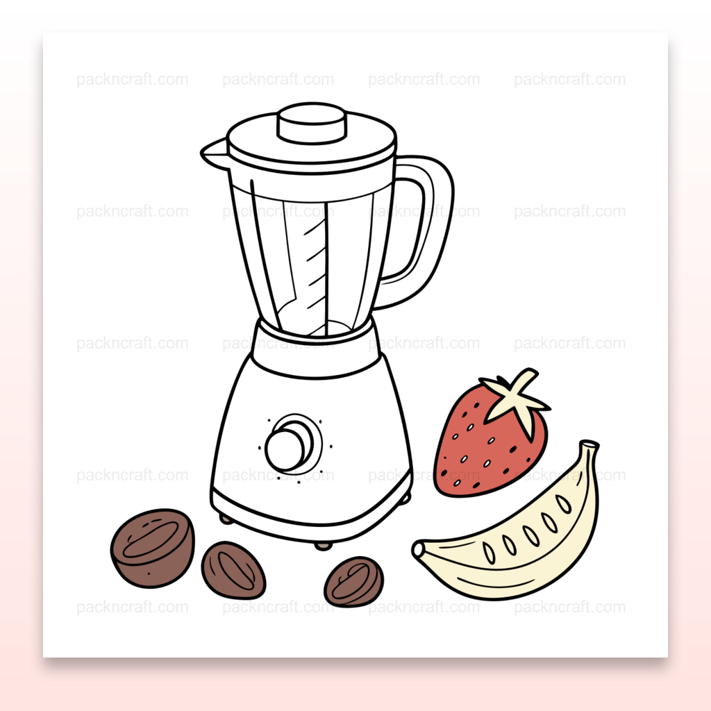 Illustration d'un blender avec fruits, idéale pour la cuisine créative et DIY