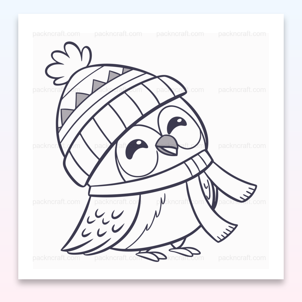 Illustration de chouette en hiver avec bonnet et écharpe, utilisable pour DIY et décoration