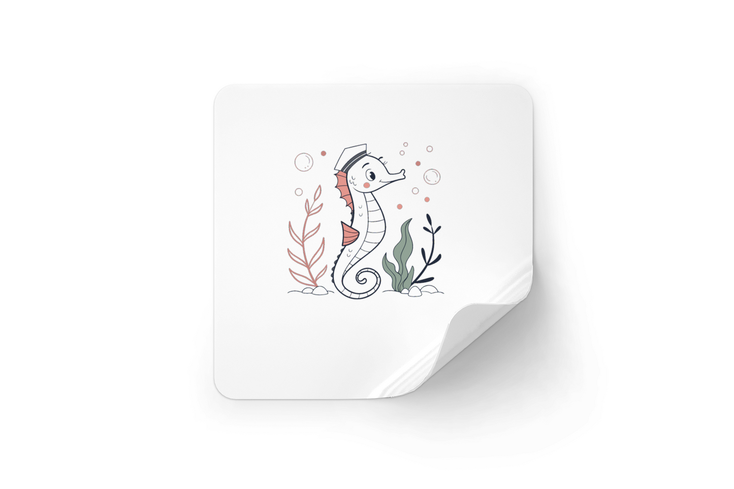 Sticker décoratif avec hippocampe marin en style pastel pour aventure maritime