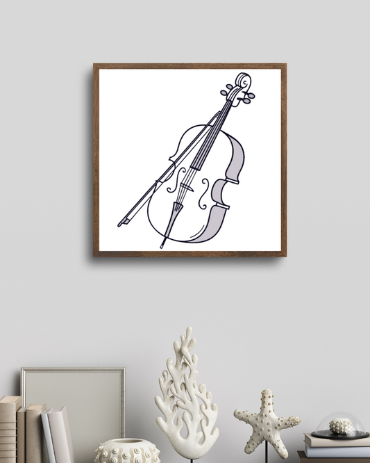 Cadre mettant en scène un violoncelle élégant en art classique