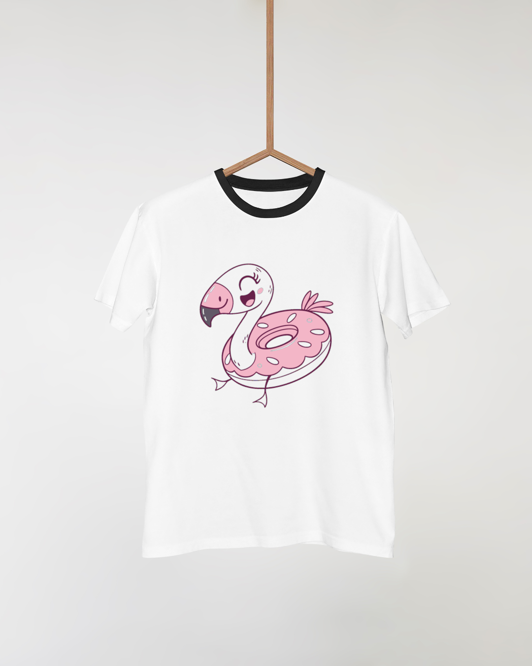 T-shirt vibrant avec un flamant rose kawaii, idéal pour un été amusant