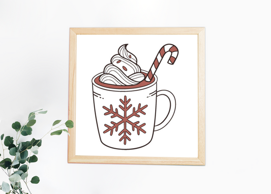 Cadre décoratif moderne, thème hiver avec dessin vectoriel de chocolat chaud