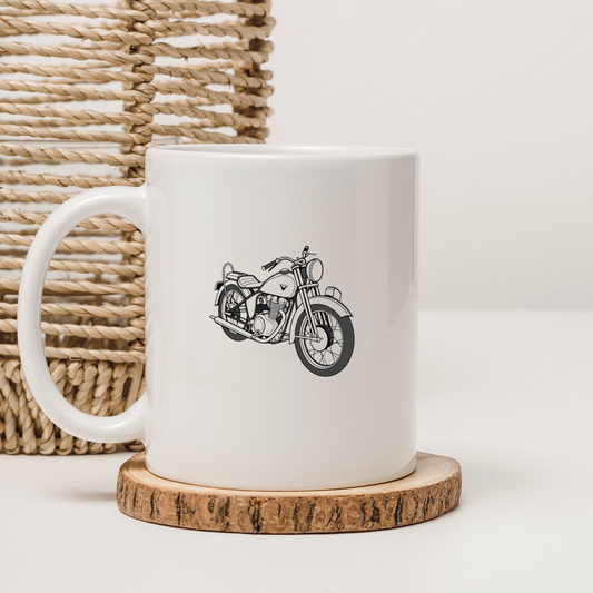 Design de la Vincent Black Shadow 1948 sur tasses pour décoration unique.