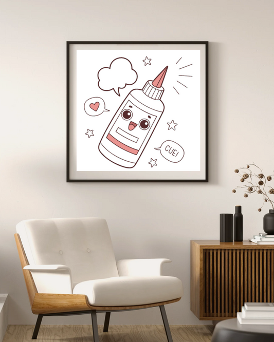 Cadre avec icône numérique décorative style doodle dans un thème papeterie kawaii