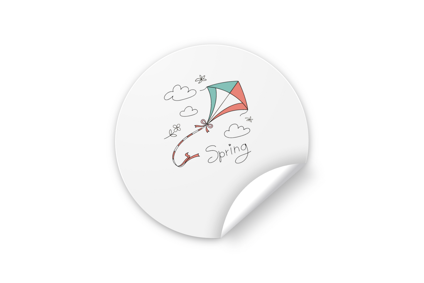 Sticker représentant un cerf-volant flottant dans un style vectoriel minimaliste
