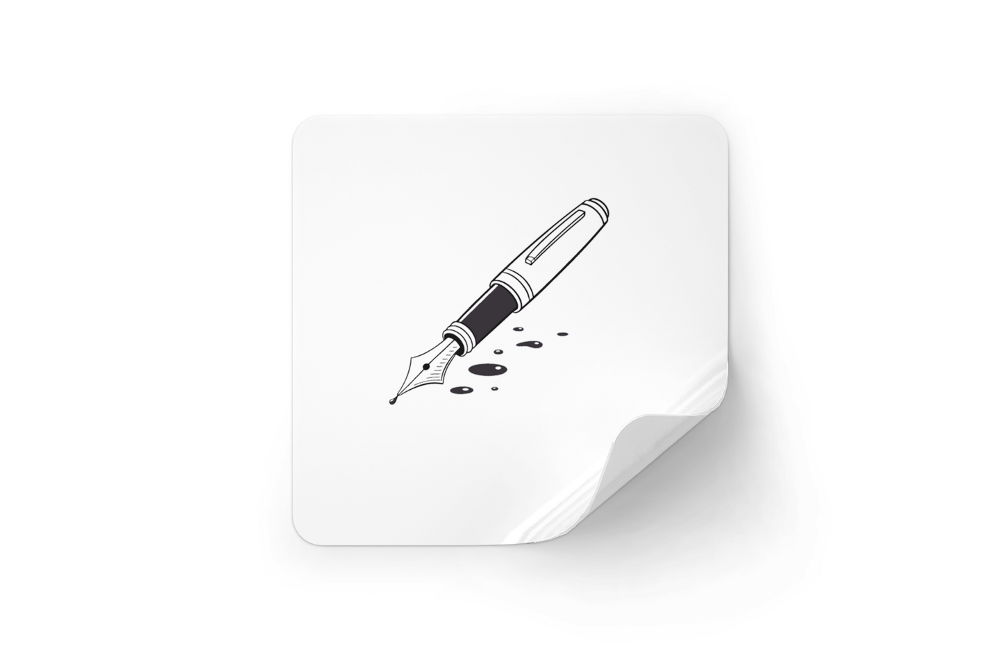 Sticker moderne affichant un stylo plume avec une encre stylisée pour les créateurs