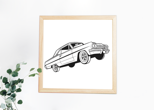 Cadre rétro avec Chevrolet Impala iconique