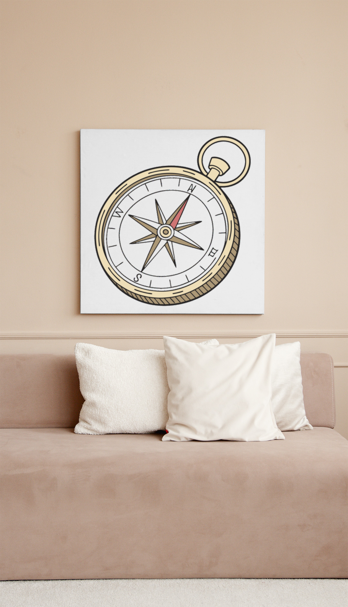 Cadre avec boussole vintage style doodle pour une ambiance exploratrice