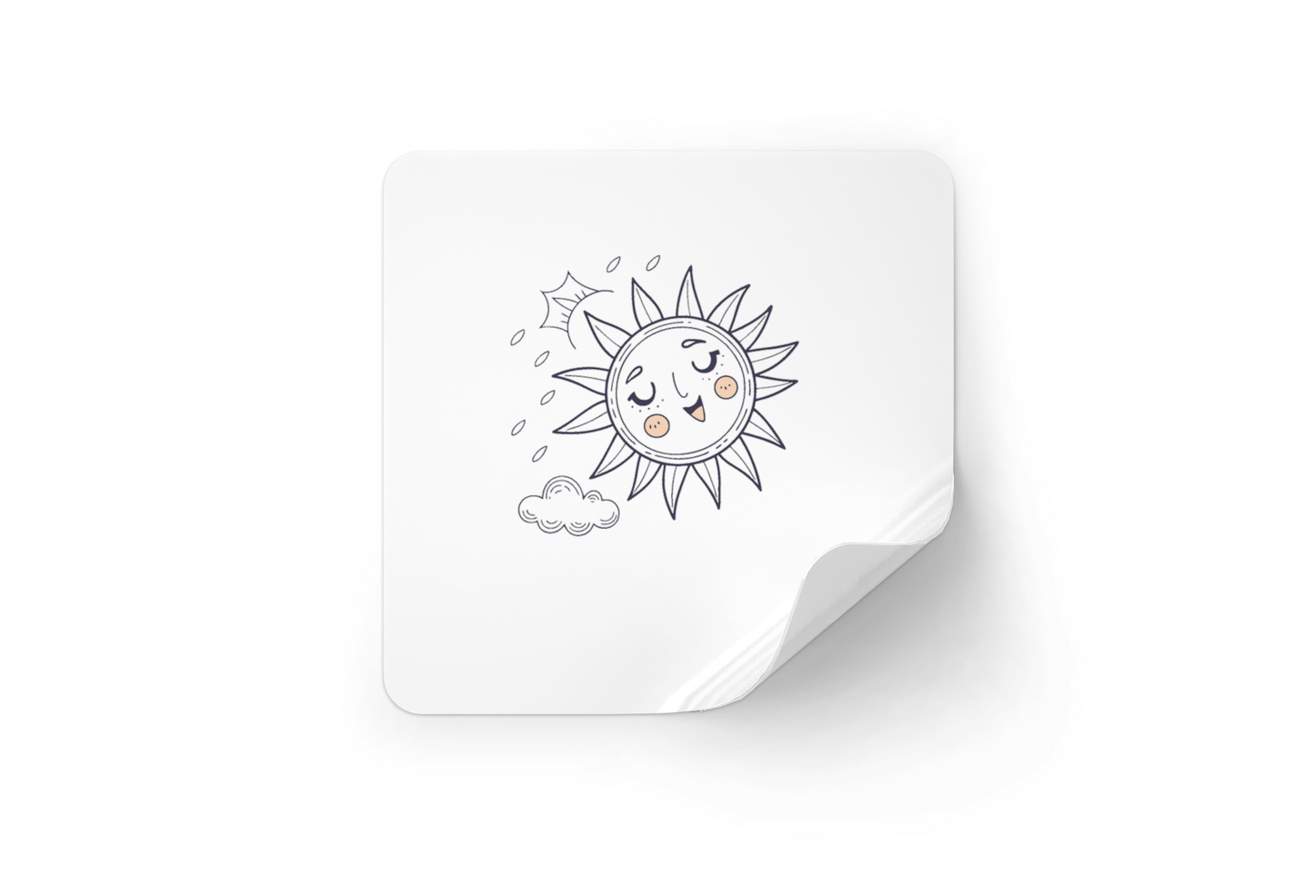 Sticker au design minimaliste avec un soleil endormi apportant une douceur printanière