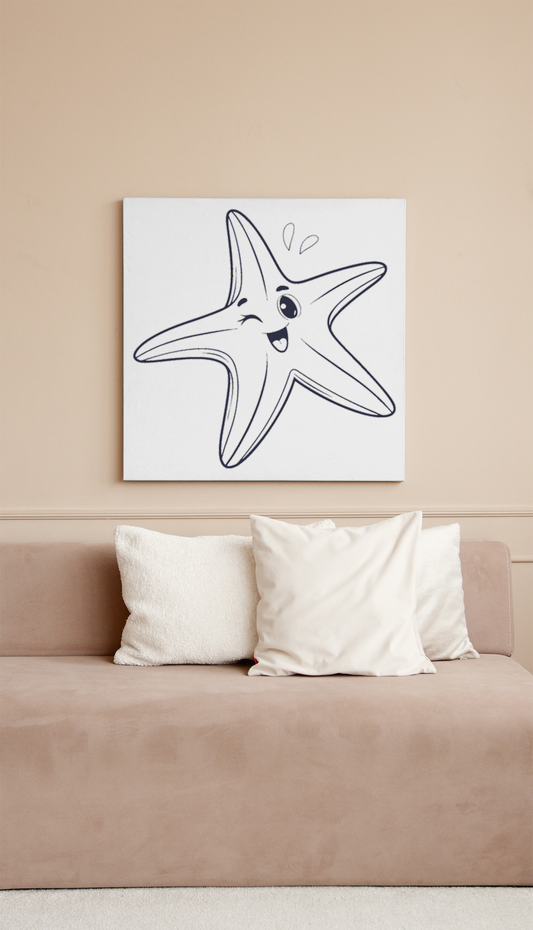 Cadre décoratif avec étoile de mer joyeuse dans un style enjoué et créatif