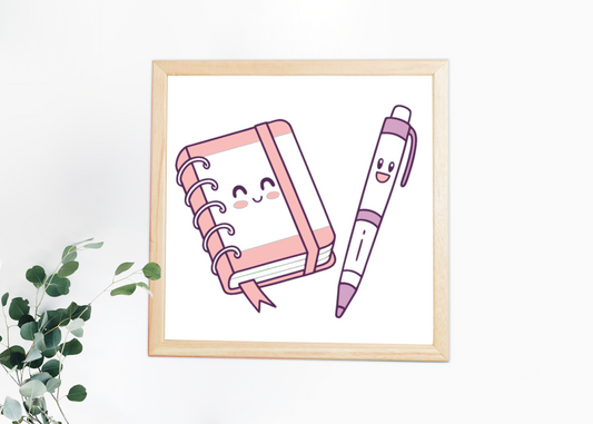 Cadre avec icône numérique pastel stylisée pour ambiance école créative