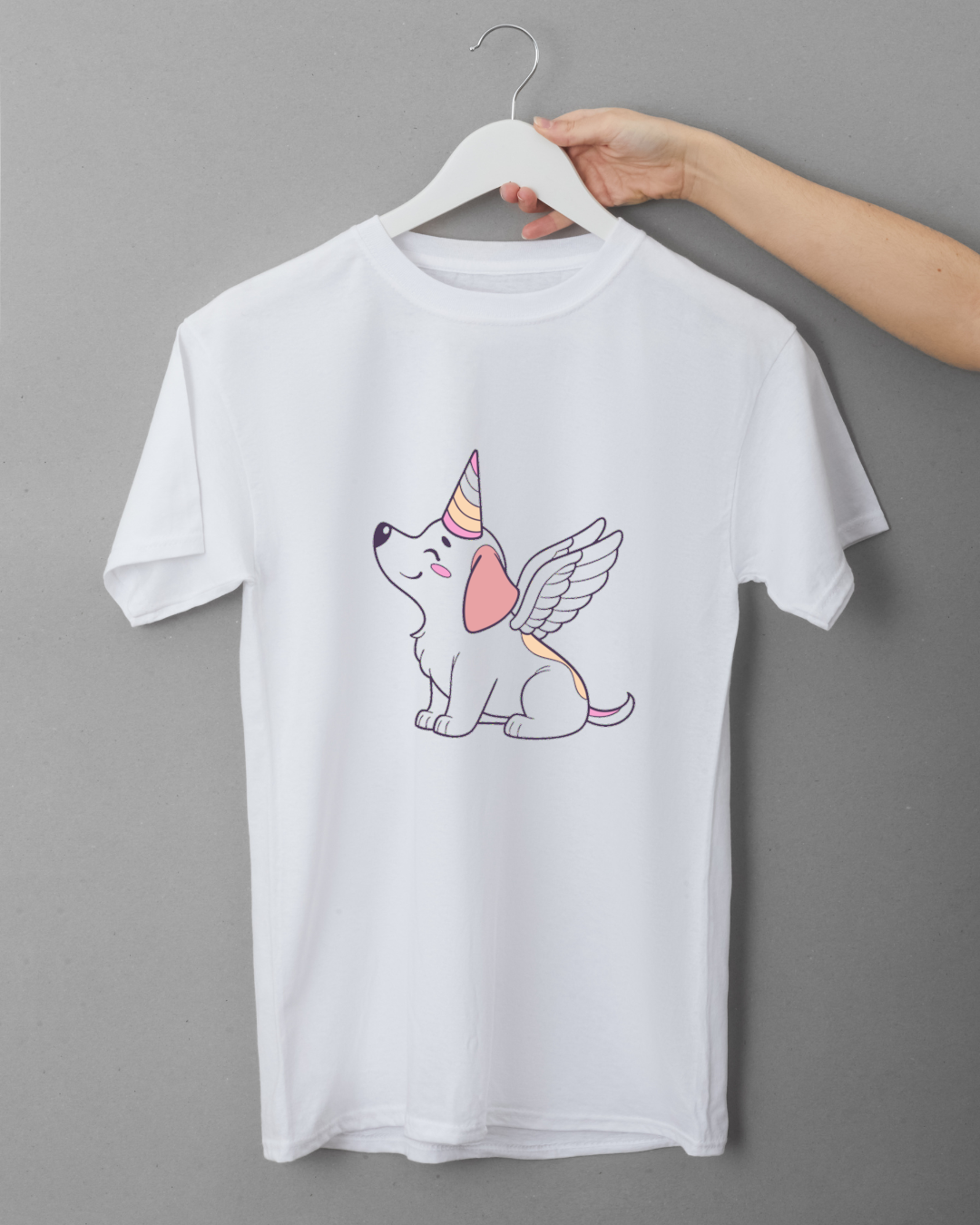 T-shirt orné d'un chiot licorne ailé motif kawaii pour un style enfantin fantaisie
