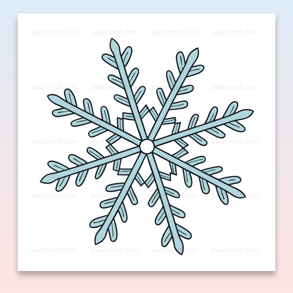 Illustration de flocon de neige symétrique en SVG pour usage décoratif hivernal.