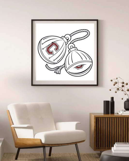 Cadre élégant avec graphique de clochettes festives sur thème de Noël