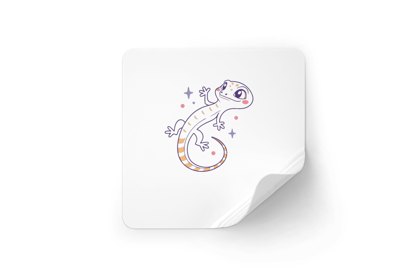 Sticker illustrant un lézard étoilé au style pastel émergeant d'une jungle enchantée