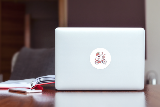 Sticker avec design estival et fruité vélo joyeux en pastel pour une déco fun