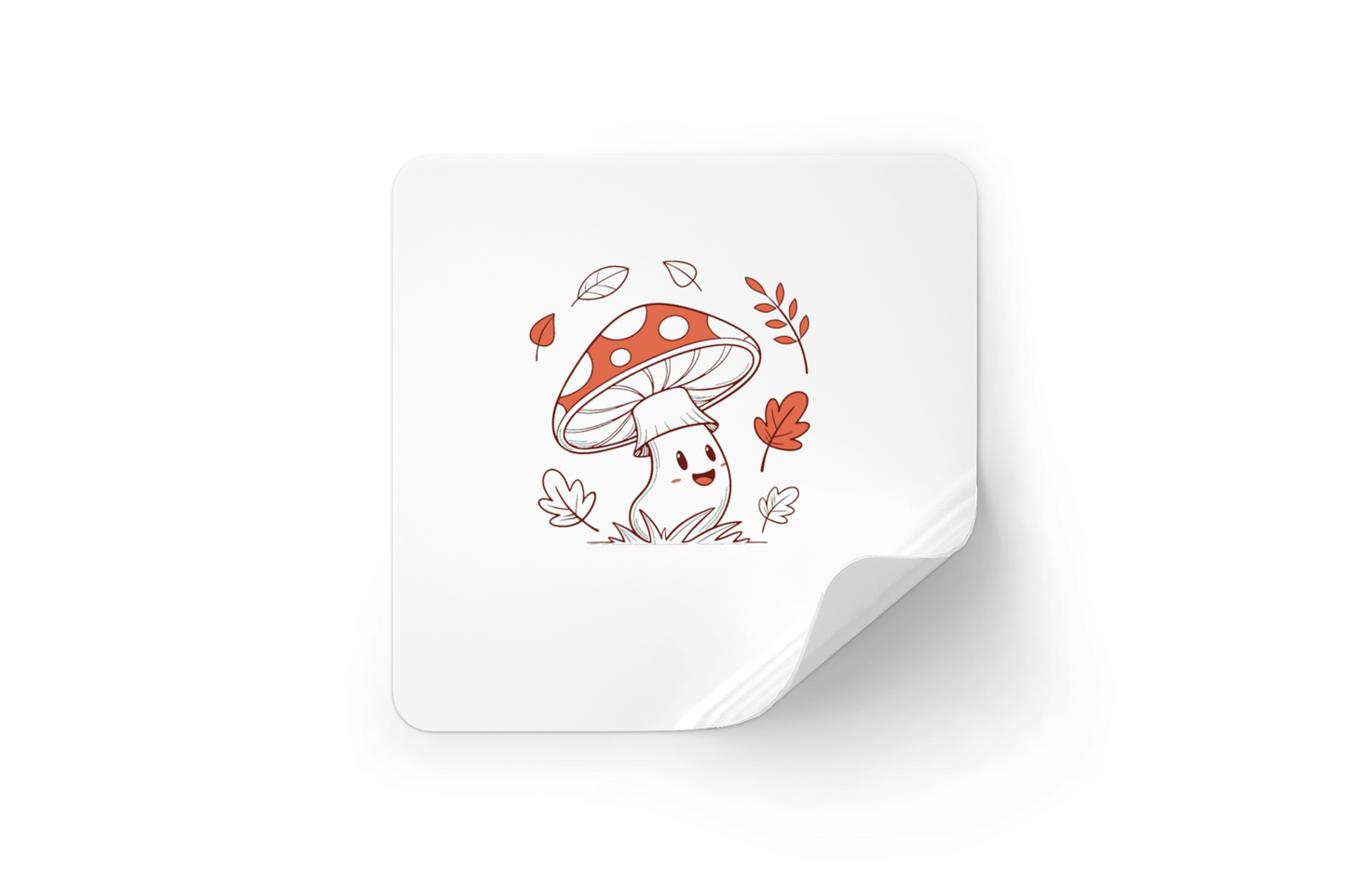 Sticker décoratif avec champignon joyeux en style doodle automnal
