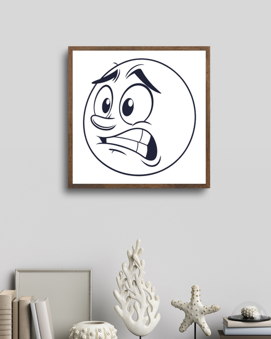 Cadre moderne affichant un visage anxieux minimaliste exprimant des émotions