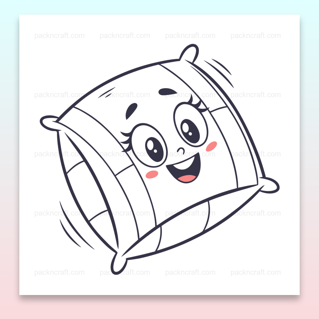 Illustration numérique oreiller kawaii, parfaite projets créatifs variés.