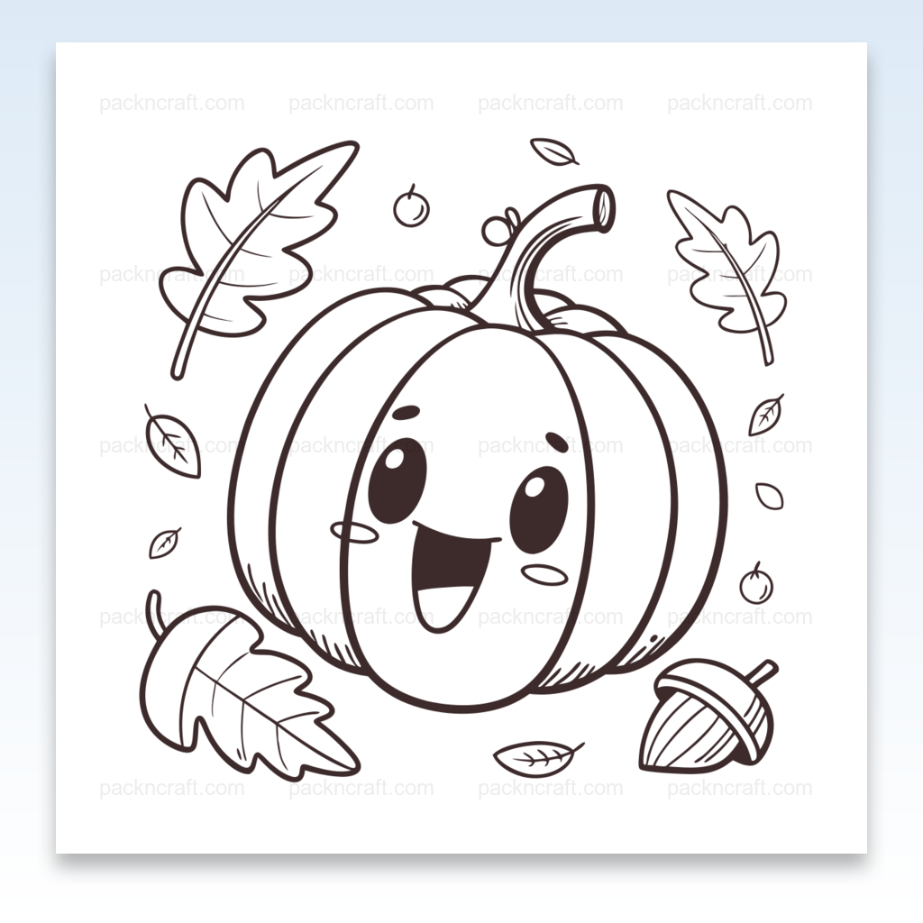 Illustration de citrouille kawaii joyeuse en automne pour déco et DIY