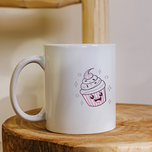 Mug festif orné d'un cupcake vectoriel joyeux étincelant