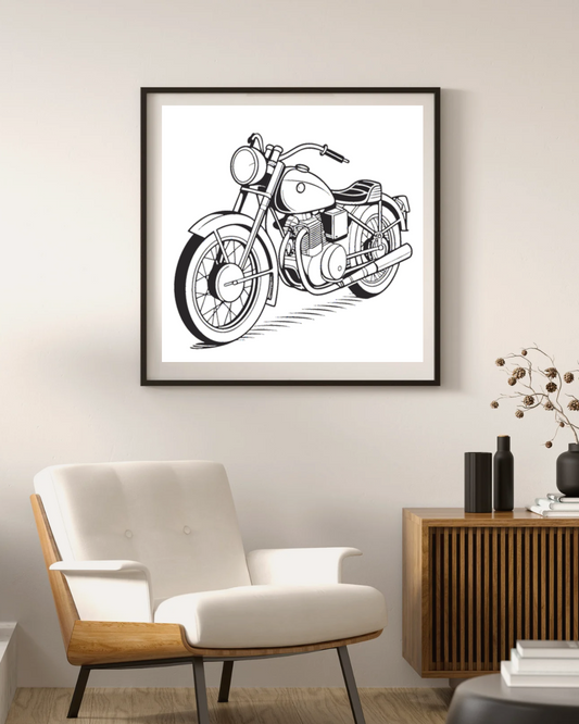 Image encadrée de la Moto Guzzi Falcone 1950 en style rétro