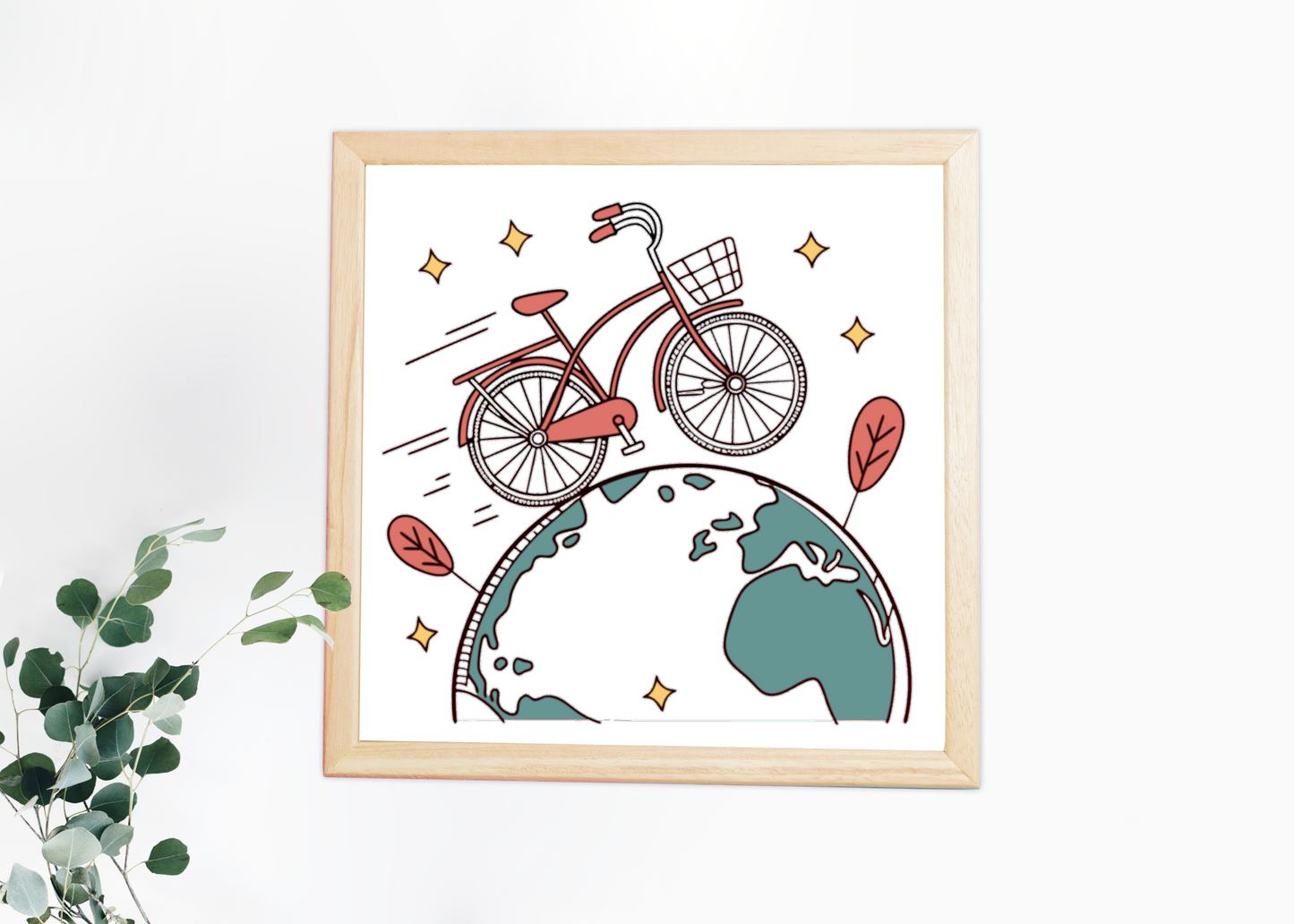 Cadre vintage orné d'un motif vélo sur Terre, parfait pour les amateurs d'aventure