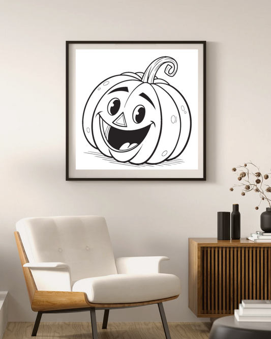 Cadre amusant avec citrouille rieuse cartoon pour ambiance Halloween festive
