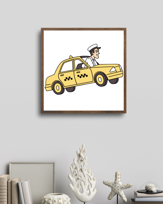 Chauffeur de Taxi Souriant | SVG Rétro | Aventures Urbaines