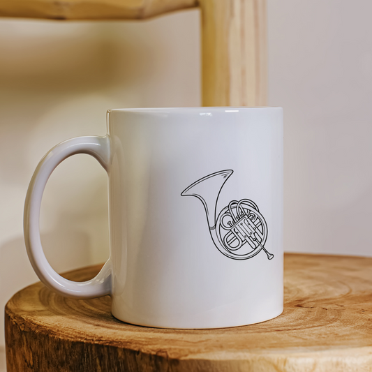 Mug décoré d'une icône musicale en style monochrome élégant et détaillé