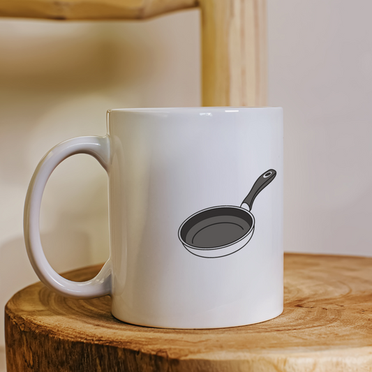 Mug avec motif stylisé d'une poêle élégante pour les passionnés d'art culinaire