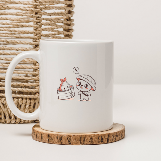Mug avec design panda curieux et dim sum adorable style kawaii attrayant
