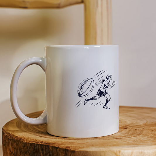 Mug avec joueur de rugby dynamique en style vectoriel sportif