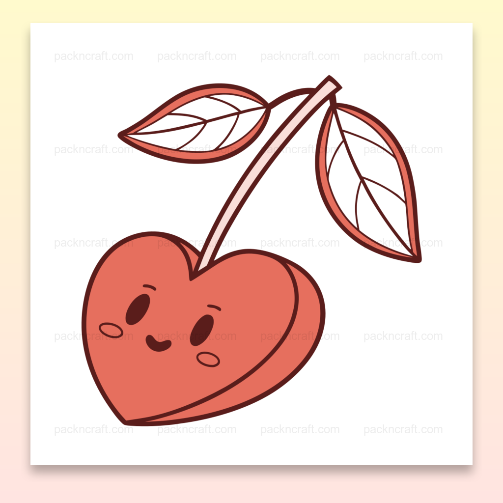 Illustration coeur kawaii pour papeterie et stickers