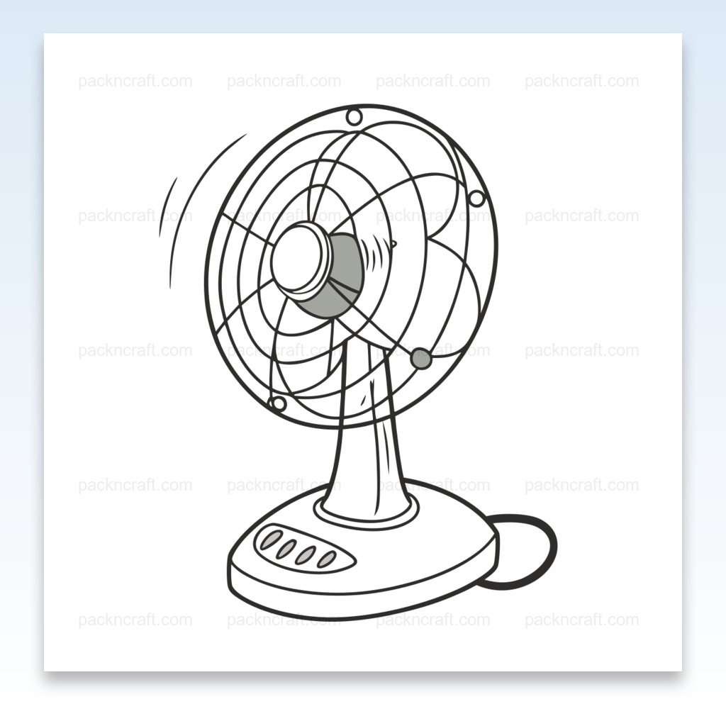 Illustration vectorielle de ventilateur en action pour projets estivaux et déco.