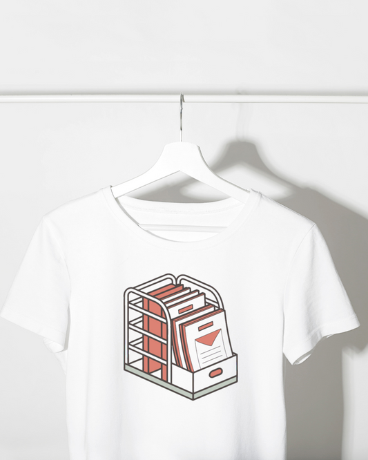 T-shirt design créatif avec icône numérique pastélisée sur le thème du bureau organisé