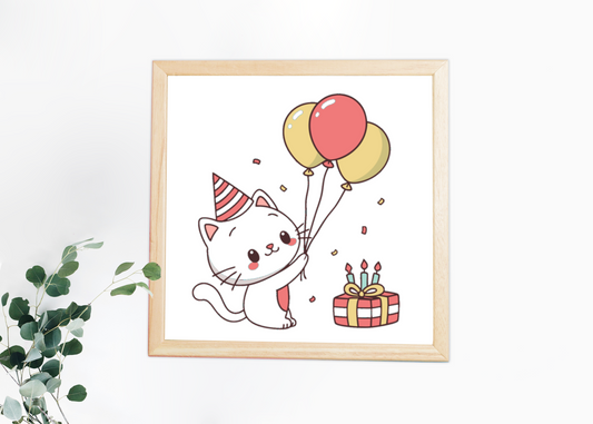 Chat kawaii situe dans cadre festif illustration