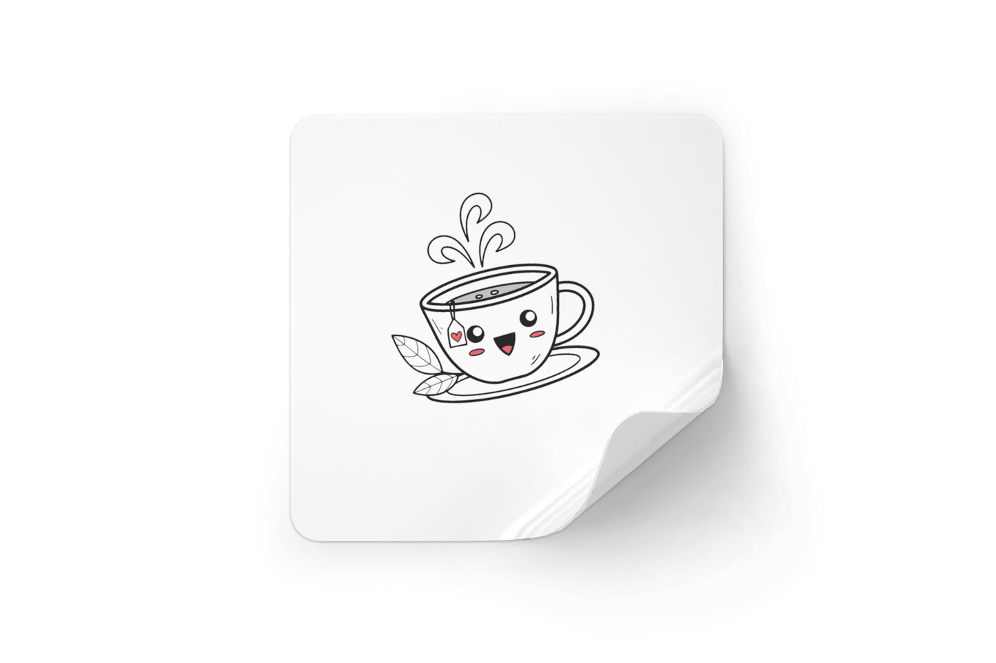 Sticker lumineux avec une tasse joyeuse arborant un motif mignon et éclaboussant