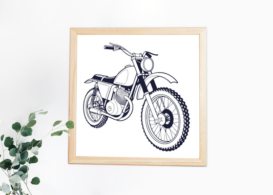 Moto rétro en cadre, vecteur HD pour projets créatifs.