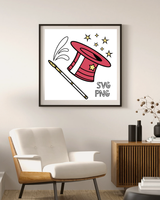 Chapeau Magique Étoilé | SVG Élégant | Thème Illusion