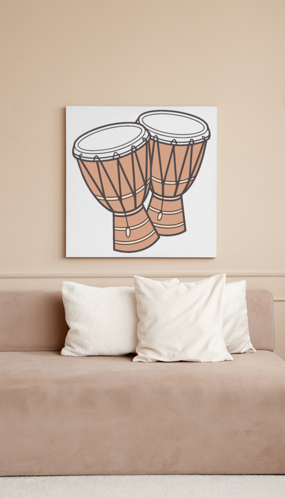 Cadre avec visuel minimaliste de tambours pour un thème musical élégant