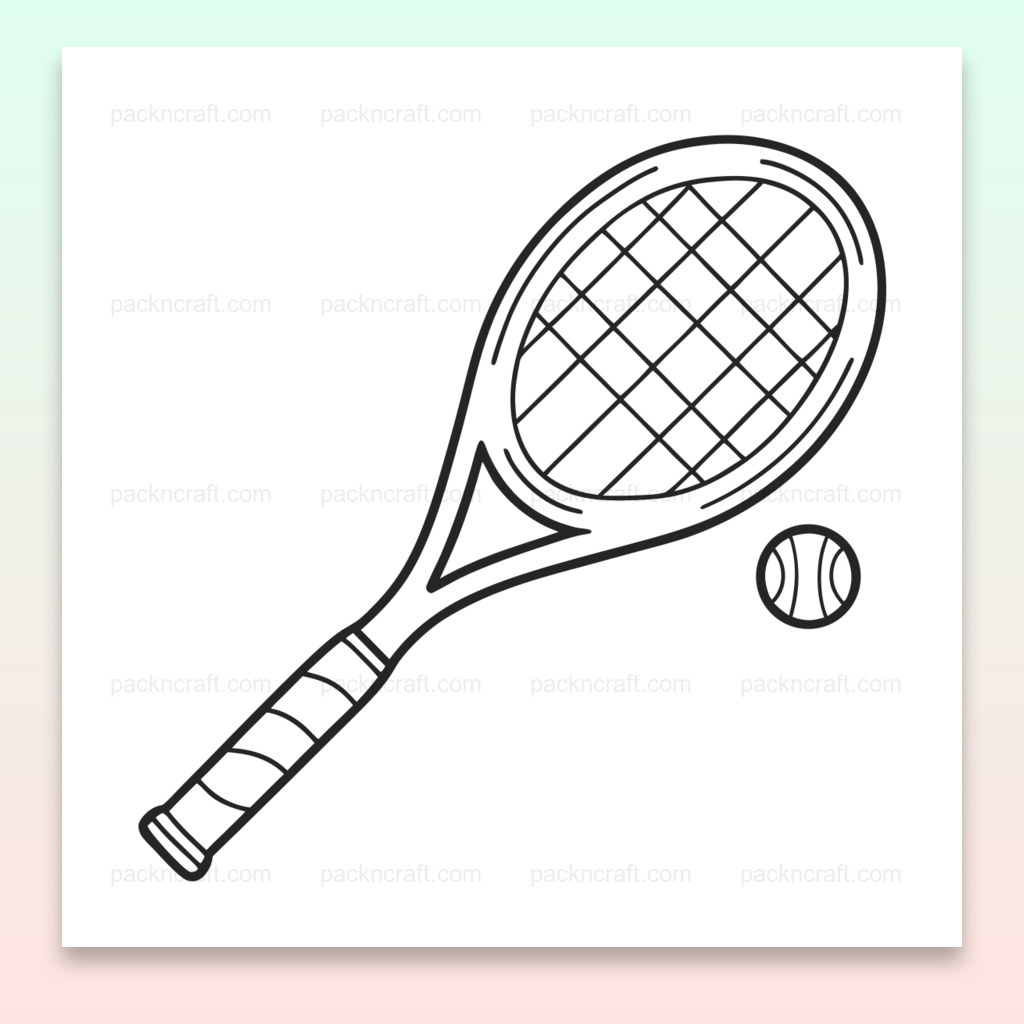 Illustration de raquette de tennis minimaliste, idéale pour projets DIY et sport