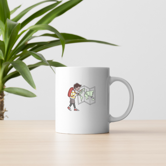 Mug avec explorateur stylisé apportant une touche éducative et aventureuse
