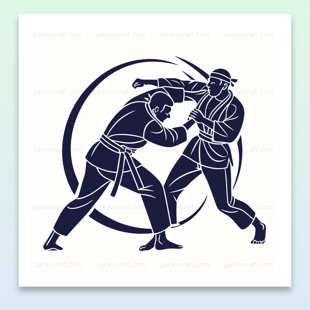 Illustration sportive de karatekas en action, idéale pour projets DIY ou déco.