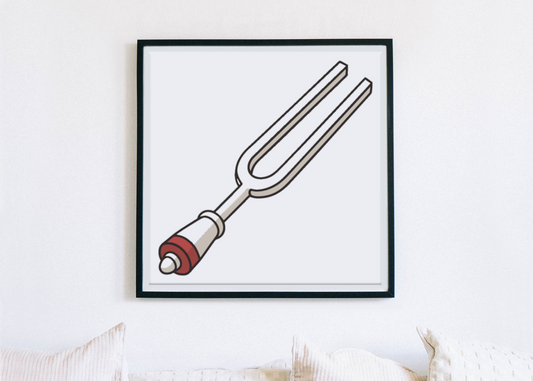 Cadre décoratif musical avec icône harmonieuse de diapason reposant